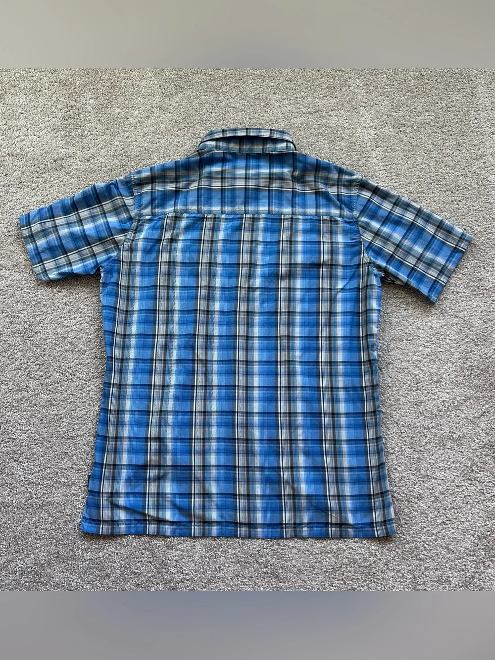 KUHL Eluxur Performance Shirt Mens Medium Blue Plaid Snap Button Hiking Gorpcore - Picture 9 of 9
